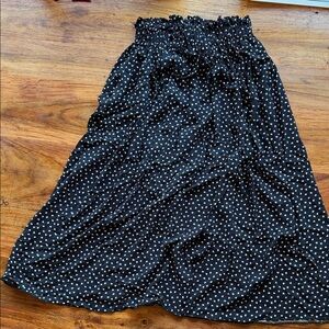 Elegant Black and White Heart Polka Dot A-Line Skirt